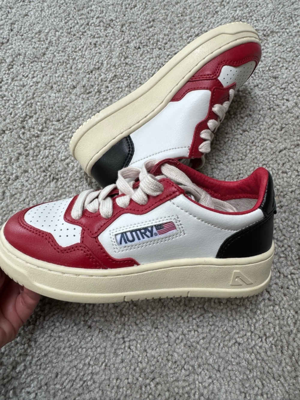 Autry Kids' Red White Black Low-Top Sneakers- EU size 30